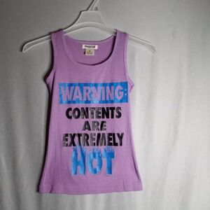 Prestige Warning Content Are Extremely Hot Lavander Ribbed Tank Top Women Sz Sm